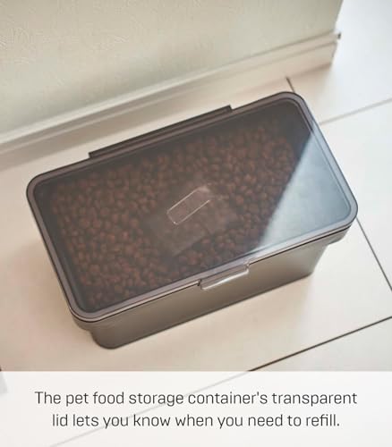 YAMAZAKI Home Tower Airtight Pet Food Storage Container - Cat And Dog Food Holder Bin With Transparent Lid And Handle - Small - Polypropylene - 0.8 Gallons, 3 Liters - color: Black, size: Small