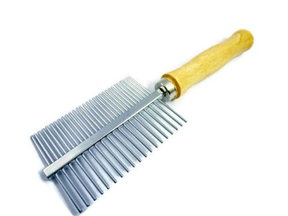 Steel comb dog brush comb double sided wood handle 7 inch 19/30 spokes