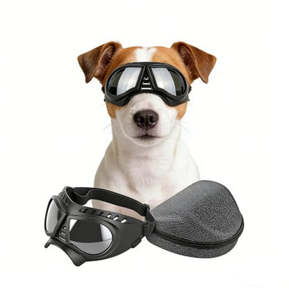 Namsan Dog Goggles Small Breed, Wide Snout & Soft Frame, Tactical Driving Sunglasses for Dogs Small to Medium Breed, Anti-UV Dog Eye Protection, Windproof Dustproof, Adjustable, Silver Lens - color: (Small)Silver Lens