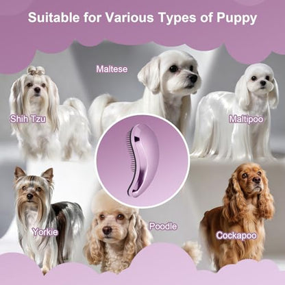 Small Dog Brush- Grooming Tool for Teddy, Yorkies, Maltese, Shih Tzu, Chihuahua - Puppy Hair Brush (Electroplating Purple) - color: Electroplating Purple