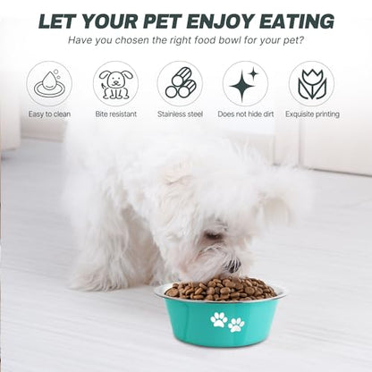 Stainless Steel Dog Bowls, Nonslip Rubber Bottom No Spill Proof Skid Metal Insulated Dog Bowls for Large Medium Small Breed Dogs (Green, 3.6 Cups/29 OZ) - color: Green, size: 3.6 Cups/29 OZ