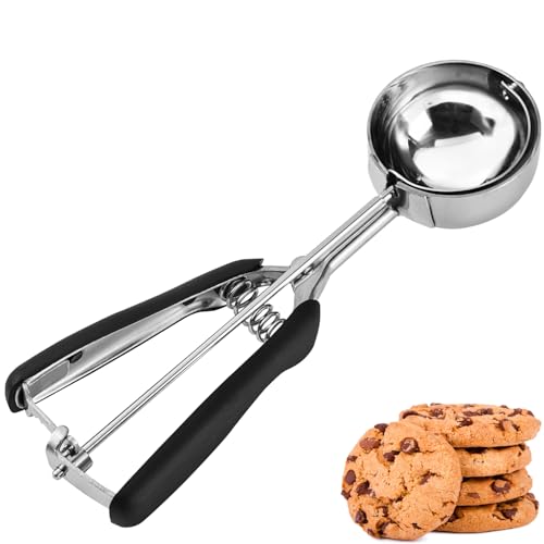 JUNADAEL J Cookie Scoop 4 Tablespoon, 2 OZ Cookie Scoops for Baking, Muffin Scoop For Baking, Comfortable Grip, Non-Slip, For Making Cookie Muffin Cupcake Pancake Ice Cream Meatball - color: Black, size: #16 - 4 Tbsp