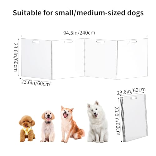 Acrylic Pet Playpen Gate for The House Doorways, Acrylic Pet Gate for Dogs, Freestanding, Clear (4 Panel) - size: 4 Panel