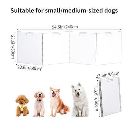Acrylic Pet Playpen Gate for The House Doorways, Acrylic Pet Gate for Dogs, Freestanding, Clear (4 Panel) - size: 4 Panel