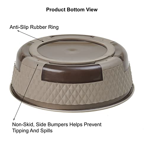 PetRageous 16017 Kona Stainless Steel Non-Slip Dishwasher-Safe Bowl 6.5-Cup 8.5-Inch Diameter 2.75-Inch Tall for Large and Extra Large Dogs and Cats, Brown