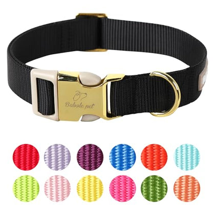 Nylon Dog Collar - Adjustable Black Soft Webbing Dog Collars for Small Medium Large Dogs Boy Girl Puppy Collar with Safety Metal Buckle XS - color: Nylon-Black, size: XS