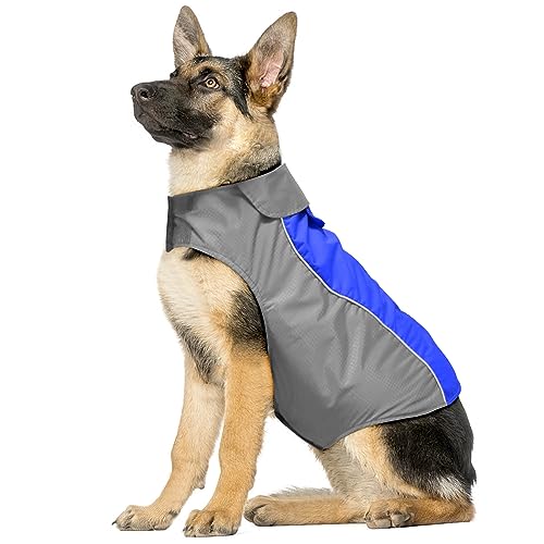 Vizpet Dog Raincoat Waterproof Coats,Dog Jacket High Visibility Warm Vest Dog Clothes for Small Medium Large Dogs (Blue-XXL) - size: Blue-XXL