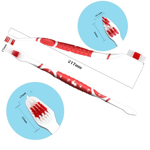 Dog Toothbrush pet Toothbrushes Finger Toothbrush Small to Large Dogs with Soft Bristles Non Slip Dual Head (8 pcs Dual Head + 4 pcs Finger Tooth Brush)