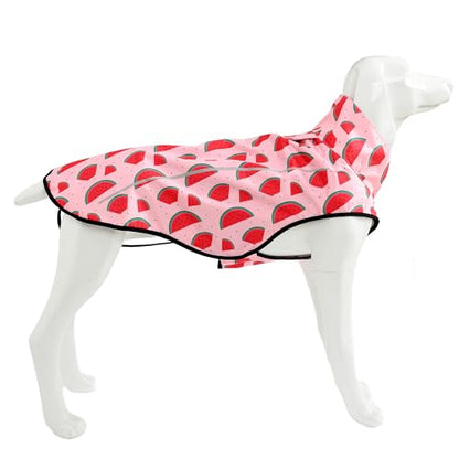Mile High Life Dog Raincoat, Adjustable Waterproof Reflective Rain Jacket for Small Medium Large Dogs, Lightweight Breathable Pet Rain Coat with Leash Hole(Pink Watermelon,XS Chest 17-23") - color: Pink Watermelon, size: XS Chest 17"-23"
