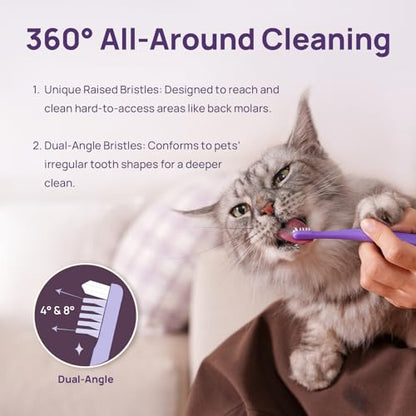 HICC PET Toothbrush for Cats & Small Dogs,Ergonomic Pet Toothbrush for Easy Teeth Cleaning,Gentle on Gums, Cat & Dog Dental Care – Toothpaste Not Included - color: Purple for Cats & Small Dogs