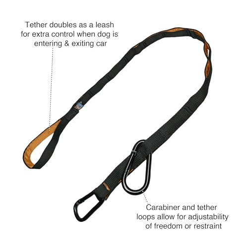 Kurgo Auto Zip Line - Backseat Zipline Harness for Car Travel - Dog Car Accessory for Safe Rides - Adjustable Pet Tether - Durable Nylon Zipline Leash Travel System
