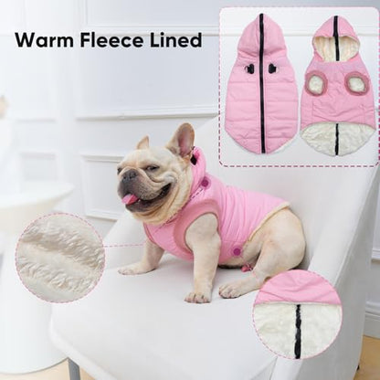 Vecomfy Fleece Lining Dog Hoodie with Harness Built in,Extra Warm Small Dog Jacket in Winter Puppy Coats with Hooded,Light Pink XS - color: Light Pink(Harness), size: X-Small (Pack of 1)