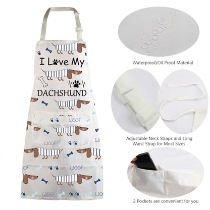 MBMSO Dachshund Apron Dog Apron with Pockets Dachshund Lovers Gift for Grooming Apron for Dog Groomer Dachshund Cooking Apron