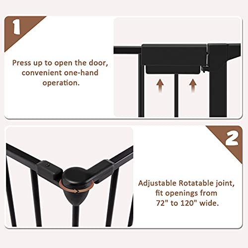 118" Wide Baby Gate Metal Safety Playpen - Fireplace Fence for Toddler/Pet/Dog, Fits 72"- 118" Wide, 5-Panel (30" H, Black) - size: 118" Wide, 5-Panel (30" H)
