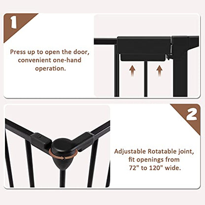 118" Wide Baby Gate Metal Safety Playpen - Fireplace Fence for Toddler/Pet/Dog, Fits 72"- 118" Wide, 5-Panel (30" H, Black) - size: 118" Wide, 5-Panel (30" H)