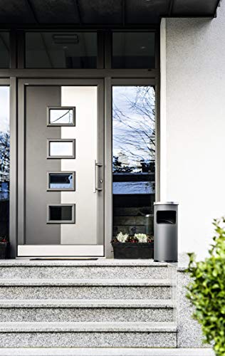 Durable Metal Round Waste Bin Charcoal with Ashtray Top | Bin Capacity 17 Litre | Ashtray Capacity 2 Litre | Perfect for Sheltered Outdoor Areas Such As Smoking Areas - color: Anthracite