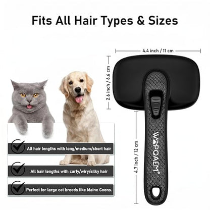 Self Cleaning Slicker Brush for Dog and Cat Deshedding, Black | Shedding Brush for Dogs & Cats, One-Click Retractable Bristles for Easy Cleaning Flying Hair at Home - color: Black 1 PCS