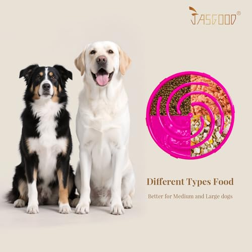 JASGOOD Slow Feeder Dog Bowl for Large Medium Dogs, Anti-Gulping Pet Slower Food Feeding Bowls, Stop Bloat, Preventing Choking, Healthy Design, R-Rose red - color: Hot pink