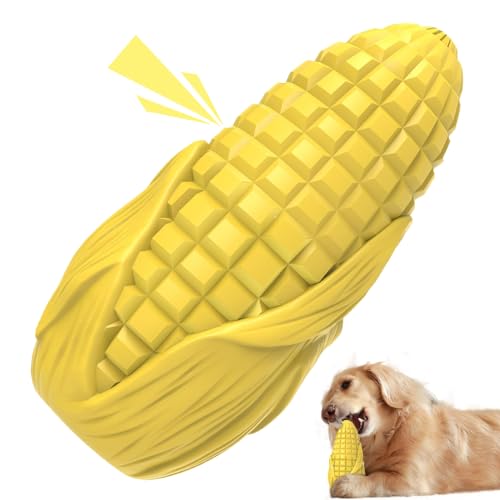 Dog Chew Toys for Aggressive Chewers,Idestructible Tough Durable Squeaky Interactive Dog Toys，Durable Dog Teeth Cleaning Toy for Medium Large Breeds，Corn Stick Toy (Yellow) - size: Yellow
