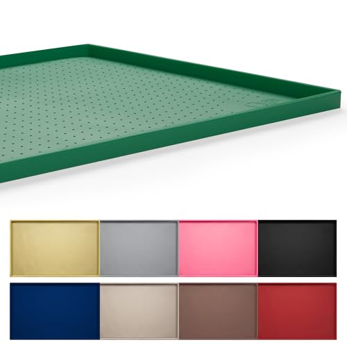 Hubulk Dog Feeding Mat,100% Waterproof Food Grade Silicone Pet Food and Water Bowl Placemat,Dishwasher, High Raised Edge to Prevent Spills,Nonslip Tray to Stop Messes on Floor（32"x24"x1.0",Hunter） - color: Hunter green, size: 32"l X 24"w