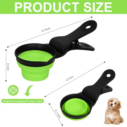 Collapsible Dog Food Scoop Foldable Pet Food Bag Clip 3 in 1 Multi-function Silicone Cat Food Measuring Cup Scoop Dog Food Scooper Pet Food Storage Clip (Green, 1/2 Cup Capacity(1 Pack)) - color: Green, size: 1/2 Cup Capacity(1 Pack)