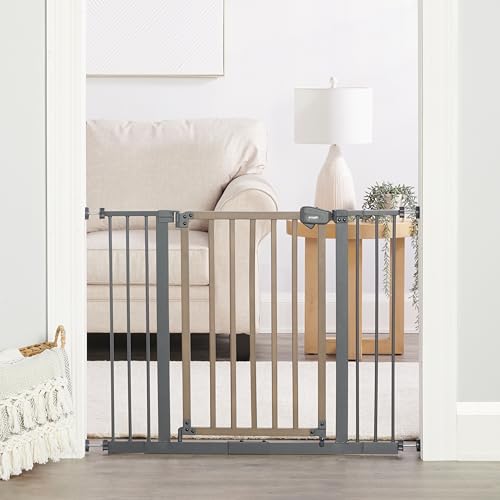 Regalo SAFETY 39" Extra Wide Wood Accent Baby Gate, Pressure Mount for Doorways & Bottom of Stairs, Babies, Toddlers & Pets, Ages 6–24 Months, TESTED & TRUSTED, AMERICAN DESIGNED, FAMILY OWNED - color: Wooden - 30-39.5"w X 30"h