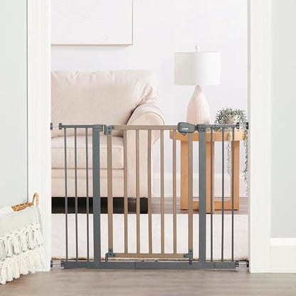Regalo SAFETY 39" Extra Wide Wood Accent Baby Gate, Pressure Mount for Doorways & Bottom of Stairs, Babies, Toddlers & Pets, Ages 6–24 Months, TESTED & TRUSTED, AMERICAN DESIGNED, FAMILY OWNED - color: Wooden - 30-39.5"w X 30"h