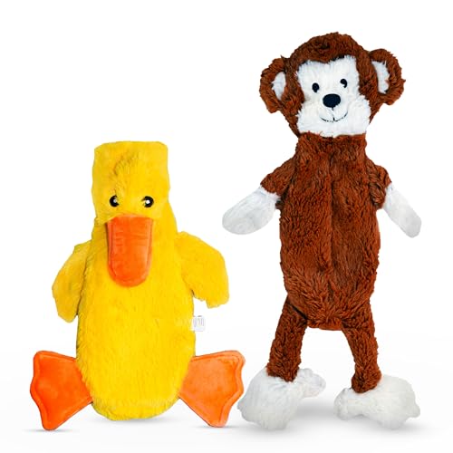 FGA MARKETPLACE Duck-Monkey Flat NO Stuffing NO Squeak Plush Dog Toy, Funny Style Will Entertain Your Pet for Hours, Recommended for Small and Medium Dog 21 INCH Long - color: DUCK MONKEY