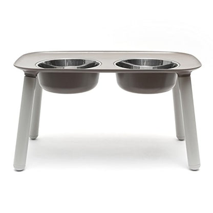 Messy Mutts Elevated Double Feeder with Stainless Bowls | Adjustable Height 3”, 5”, or 10” | Adjustable Standing Feeder for Dogs | 5 Cups per Bowl | Dark Grey - color: Dark Grey
