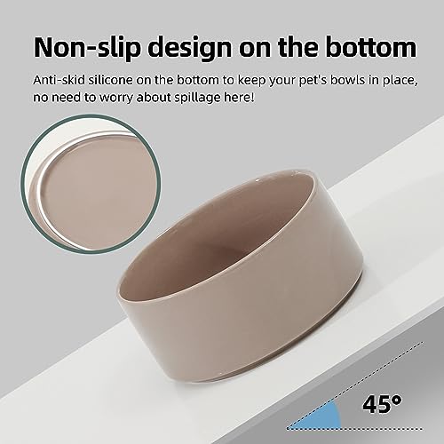 Havniva 7.3inch Ceramic Raised Dog Bowl with Stand, Double Dog Bowls Elevated for Medium Breed Dog Food and Water Bowl Set Non-Slip Dog Dish Large Capacity Feeding Pet Water Bowl - color: 2 Bowls+Stand - Brown Coffee, size: 7.3inch