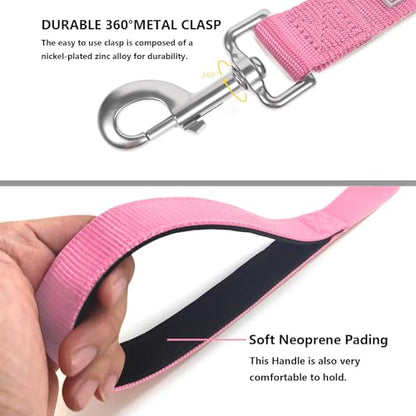 Basic Dog Leashes 6 FT Padded Handle Nylon Dogs Leashes for Small Dogs Pink - color: Pink, size: Small : 5/8" x 6 FT