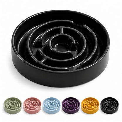 Slow Feeder Dog Bowls, Silicone Dog Bowl with Anti-Slip, Slow Feeder & Non-Slip Design, Boredom and Anxiety Reducer, Suitable for All Breed Dogs and Cat (Ceramic-Black) - color: Ceramic-Black