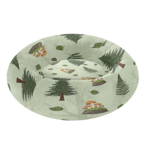 Calming Dog Bed for Small Dogs & Cats Plush Washable Donut Bed | Trees 13" Anti Anxiety Round Pet Bed with Raised Rim, Warm & Anti-Slip Cushion for Indoor Pets - size: 13 inch