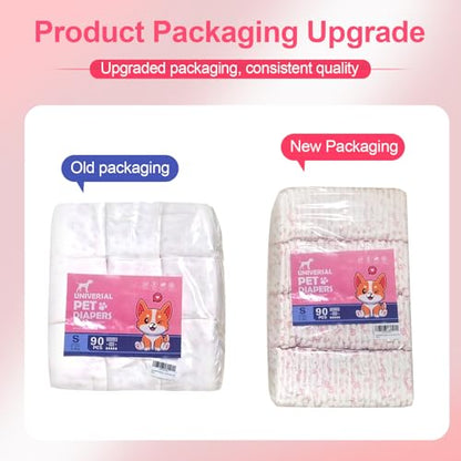 Disposable Dog Diapers Female 90 Count Puppy Diapers Female (Waist 11-18 in M) Super Absorbent Small Doggie Diapers for Heat Excitable Urination or Incontinence - Pink - size: Medium
