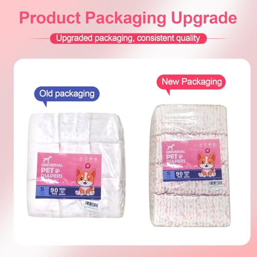 Disposable Dog Diapers Female 90 Count Doggie Diapers for Female Dogs (Waist 16-22 in XL) Super Absorbent Extra Large Dog Pads for Heat Excitable Urination or Incontinence - Pink - size: Extra Large