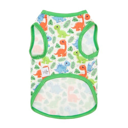 CuteBone Dog Shirts 2-Pack Soft Pet Clothes Breathable Summer Vest for Small Puppy and Stretchy Cat Apparel 2BX24S - color: Dino & Duck, size: Small