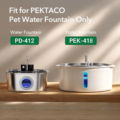 PEKTACO Replacement Water Fountain Filters, Fits 412/418, 3.2L & 7L, 9 Pack | Includes pre-filter sponges, helps trap hair and debris, supports cleaner water flow and routine fountain maintenance