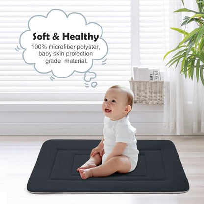 Dog Bed Soft Dog Crate Bed Pad Mat, 42 in Non Slip Bottom Washable Beds for Large Dogs, Pet Bed Mattress Kennel Pad, Dark Blue Gray - color: Dark Blue Gray, size: 42.0"L x 28.0"W x 1.2"Th