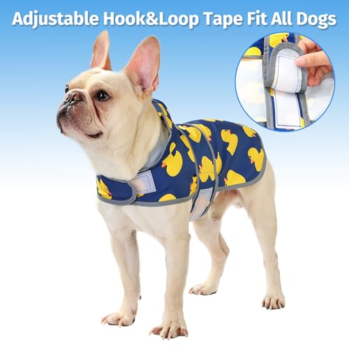 Dog Raincoat, Waterproof Dog Rain Jacket with Hood, Adjustable Rain Coat Poncho with Reflective Strips & Leash Hole for Large Medium Small Dogs Puppies, Lightweight Pet Clothes - color: Navy Blue Duck, size: Medium