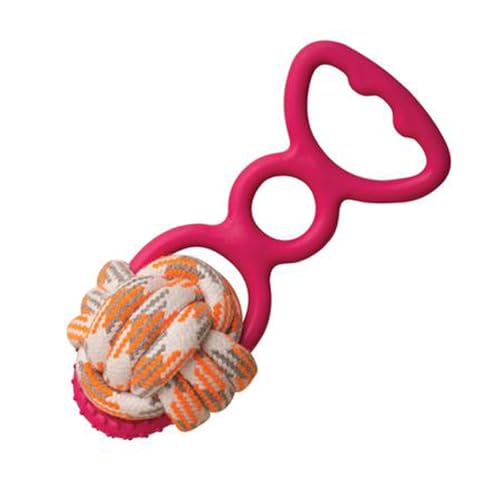 Snugarooz Grab 'N Wag Dog Tug Toy - Assorted Colors - Non-Toxic Rubber Handle with Rope Ball - Durable & Safe Fetch and Tug Toy for Active Medium Dogs - style: Grab 'N Wag
