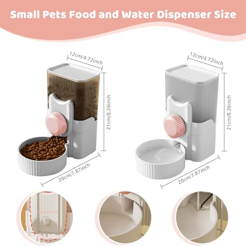 Hanging Cage Automatic Small Pet Food Bowl Water Bottle Dispenser, 1L Auto Gravity Pet Feeder and Waterer Set Kennel Feeding Station Crate Feeder Dish for Rabbit Puppy Cats Ferret (Pink) - color: Pink