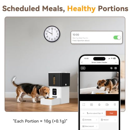 UTCG Automatic Dog Feeder with Camera: 8L/33 Cups 5G WiFi Timed Food Dispenser for Medium Dogs - 1080P HD Night Vision Video Recording 2-Way Audio APP Control - size: 8L for Medium Dogs