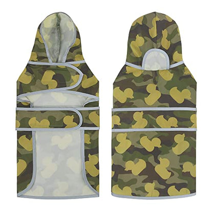 Dog Raincoat for Large Dogs Waterproof Jacket Hooded Rain Coats with Reflective Strips Leash Hole & Poncho Adjustable Fit (CamoDuck,L) - color: Camo Ducks, size: Large