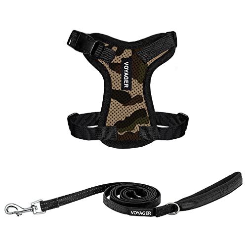 Best Pet Supplies Voyager Step-in Lock Pet Harness w Reflective Pet Leash Combo Set with Neoprene Handle 5ft - Supports Small, Medium and Large Breed Puppies/Cats - Army/Black Trim, XXS - color: Harness Leash Set (Army/Black Trim), size: XXS (Chest: 11.5