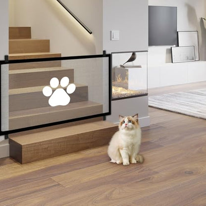 Cat Dog Gate Indoor Flexible Pet Gate for Stairs No Drilling Antis Fence, Dog Gates for Doorways Extra Wide, Indoor Isolation Net Stair, Safety Fence Door for Pets 71x31in Black