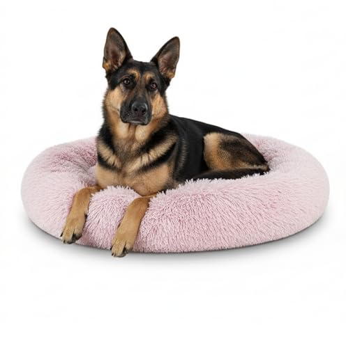 The Dog’s Bed Calming Donut Dog Bed, Plush Faux Fur Round Cuddler Nest – CertiPUR-Certified Foam, Removable Washable Zip Cover – Large (36"), Pink - color: Rose Pink Fur - Zip Cover, size: Large (36")