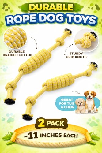 Durable Cotton Rope Dog Toy for Small Chewers, Tug of War Chew Toy with Knots, Teeth Cleaning Puppy Toy for Small -Extra Small Dogs, Bite Resistant Fetch Training Toy (Yellow) - color: Yellow