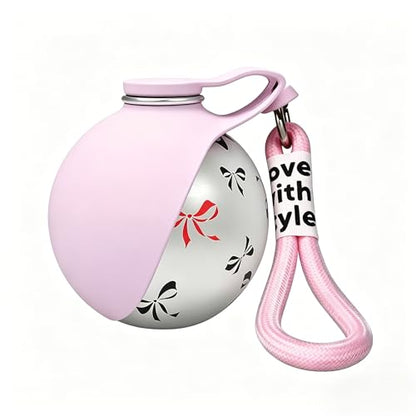 2-in-1 Portable Dog Water Bottle with Bowl, 10oz Stainless Steel Travel Pet Water Dispenser, No-Spill Leak-Proof Design with Silicone Bowl, Perfect for Walking, Hiking, and Travel (Pink B) - color: Pink B
