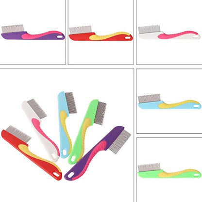 Pet Comb Cat Comb Dense Teeth Massage Clean Hair Stainless Steel Animal Grooming Brushes 5Pcs