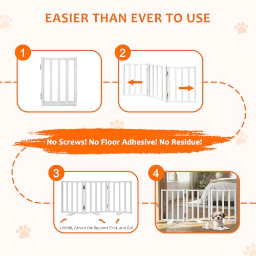 Snagle Paw Short Dog Gate,16.5" Tall Freestanding Metal Dog Gate Only for Small Dogs with Support Feet Easily Step Over,Up to 36" Wide Puppy Gate Indoor for Stairs,Doorways(White,3 Panel) - size: White-3 Panels 16.5"H*36"W